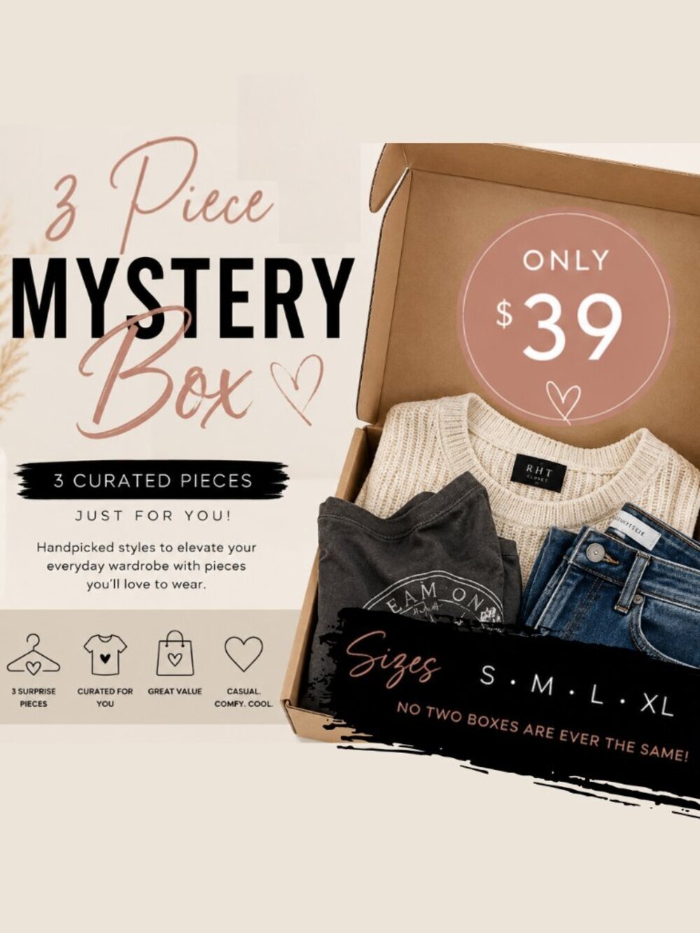 🖤 3 Piece Mystery Box | Curated Surprise Bundle!